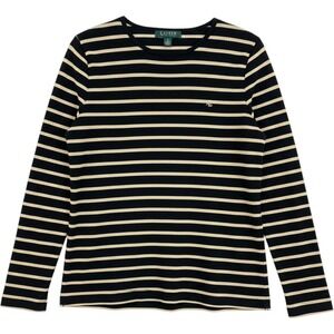 Lauren Ralph Lauren Long Sleeve Black Gold Metallic Striped Holiday Christmas